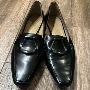 Naturalizer Corrine Black Polished Leather Slip On Loafer Cushioned Insole 8.5W